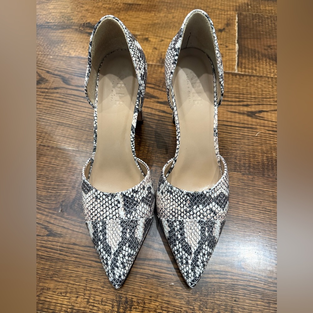 Able Snakeskin Pattern Heels - Black and White